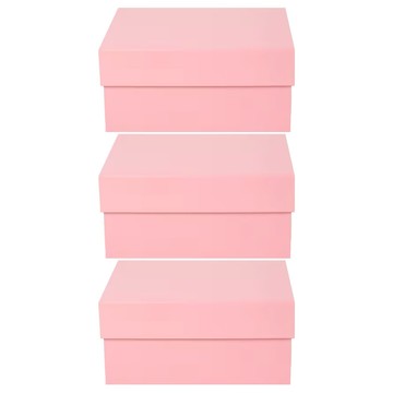 SOLARFRI 高級飾品盒 7x7x3cm 天地蓋禮盒 首飾收納盒  3個  珠光粉