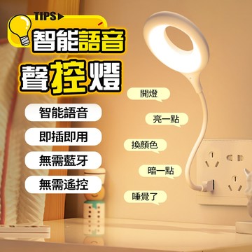 新竹現貨 USB聲控燈【三色切換+語音控制】LED小夜燈 宿舍小檯燈 柔光燈 床頭燈 即插即用 感應燈 日光燈 圈圈燈