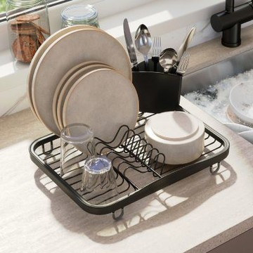 《Umbra》Sinkin餐具收納筒+碗盤瀝水架-黑-- 餐具收納架