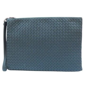 【二手名牌BRAND OFF】BOTTEGA VENETA 寶緹嘉 藍色 羊皮編織 手拿包