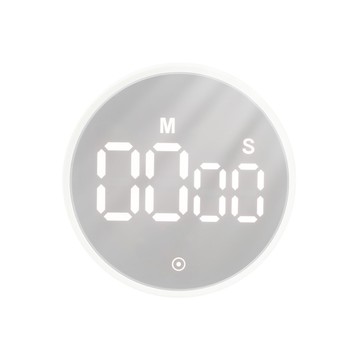 【日本霜山】多功能旋轉定時磁吸式計時器(大螢幕/音量可調節)-多款可選-白(鏡面螢幕)
