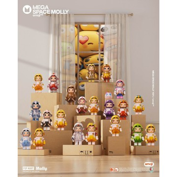 POP MART 泡泡瑪特SPACE MOLLY  🥰MEGA SPACE MOLLY 100% × emoji™😆盲盒