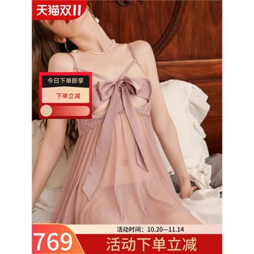 性感睡衣女新款蕾絲吊帶蝴蝶結睡裙