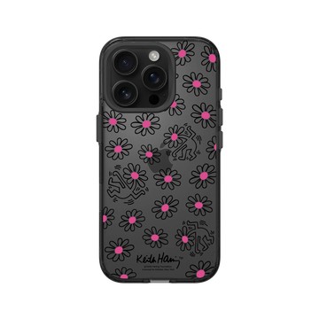 iPhone 16 Pro Clear (相機按鈕) 酷墨灰 - Keith Haring - Flower Head