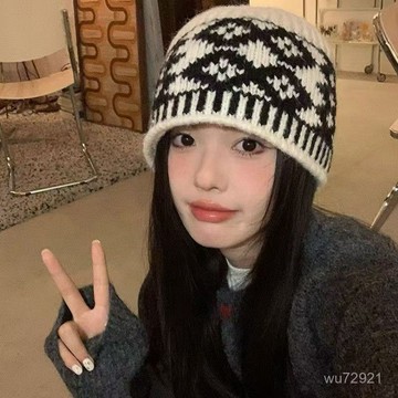 帽子新複古情侶漁夫針織帽秋冬大頭圍保暖護耳帽冷帽顯臉小毛綫帽