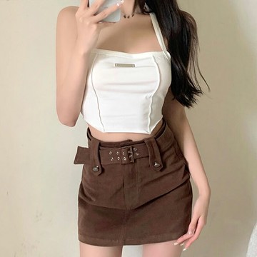 純欲辣妹復古半身裙女夏2022新款設計感小眾高腰別致修身顯瘦短裙