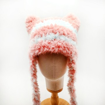 Miranda Handmadex覓品竹北手作店-手工編織毛帽-毛茸茸貓耳帽E款