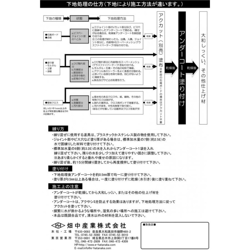 大和しっくい アンダーコート 5kg/袋 畑中産業 | LINEショッピング