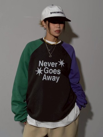 街頭感配色・寬鬆休閒不厚重薄刷毛棉T