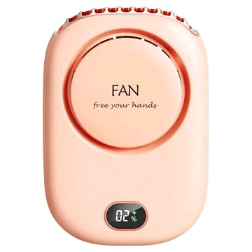 頸掛風扇 廣角送風 涼爽覆蓋範圍更廣 體積小巧 攜帶方便 2000mAh鋰電池 持久續航 三檔風速 長度可調節掛繩  DQ203  櫻花粉