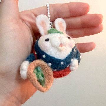 兔包製純手工羊毛氈採茶姑娘掛飾鑰匙圈