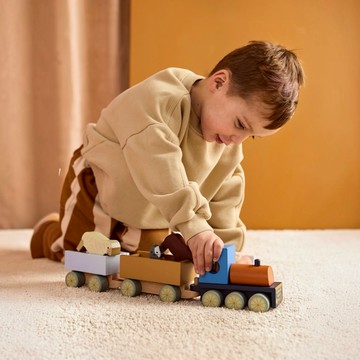 生日禮物【aelgmark 北歐生活選物】瑞典 Kid's Concept 農場動物小火車 木製玩具 附精美禮物包裝