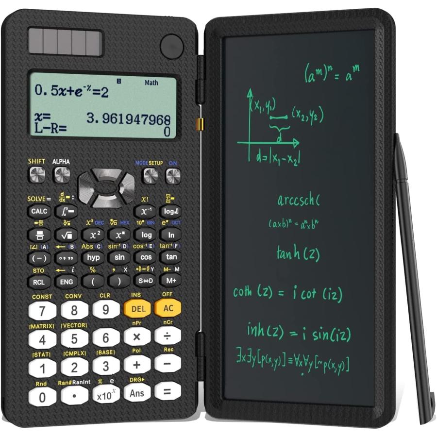 ROATEE 関数電卓 電卓付き電子メモパッド 417 多機能電子計算機 2in1微分積分・統計計算・数学自然表示 4行表示 関数・機能 科学電卓