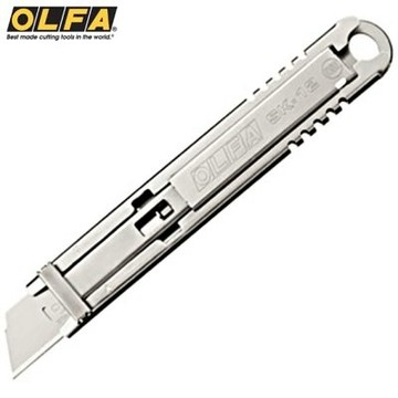 日本OLFA全不鏽鋼工作安全刀NSF認證安全工作刀SK-12(食品級可水洗刀&不易積水;食品廠/藥廠首選可酒精漂白水消毒;內建自動回彈簧滑塊)食品刀