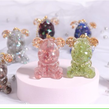 [1+1組合優惠]天然水晶熊鑰匙圈二入組-成雙成對 『聖誕節禮物/耶誕禮物/射手座生日禮物』【Blissful 幸福寶盒】