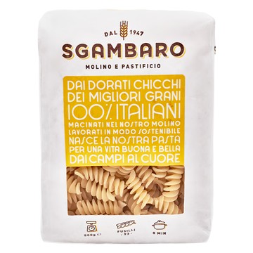SGAMBARO 義大利螺旋麵 口感彈牙 易吸附醬汁 快速上桌 嚴選食材 品質保證  1包  500g