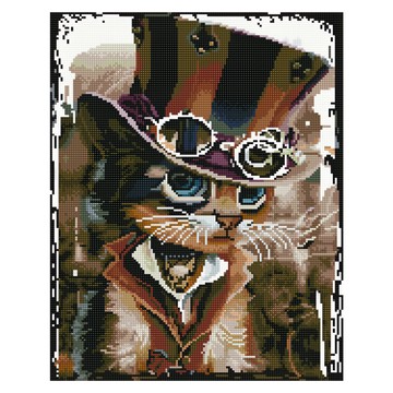 ArtLife 藝術生活 鑽石畫 GJ5861 紳士貓 6歲以上適用  40 x 50cm  木色