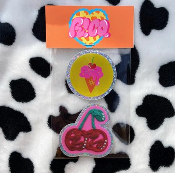 彩色插畫閃光貼紙D