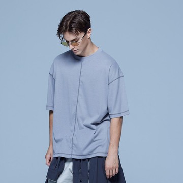 Stone As Seaming T-shirt / 接縫裝飾線 (岩石灰)