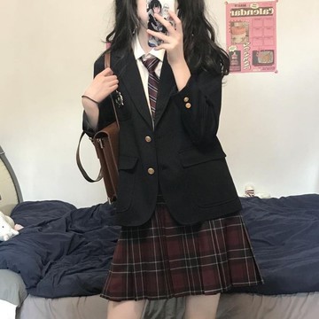 【砂糖夢境】日系學院風jk制服校供感西服套裝全套秋冬黑色西裝學生外套女