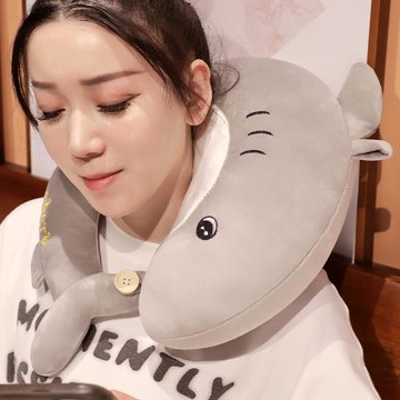 卡通鯊魚U型枕車用便攜旅行枕飛機頸枕辦公室午睡頸椎護頸枕代發