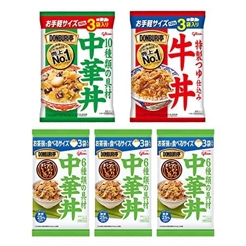 グリコ DONBURI亭3食パック 詰め合わせ 3種15食セット(中華丼3食×1個 牛丼3食×