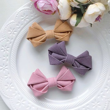 燈芯絨蝴蝶結髮夾髮飾