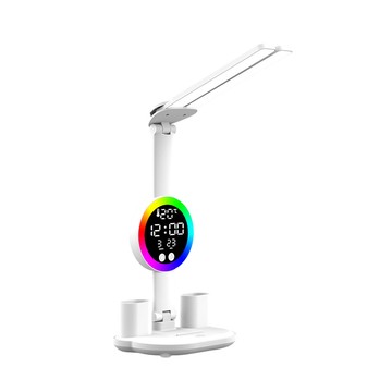 JDTECH 雙頭大面積發光LED護眼檯燈 書桌閱讀燈 床頭燈 氛圍燈 (智能顯示屏/筆筒/時鐘）