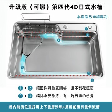 【富爾康】現貨•可娜 第四代 4D日式水槽 珍珠壓花 304不銹鋼 左排水