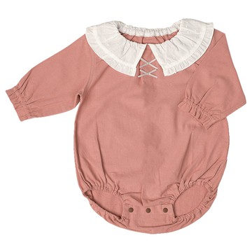 akachan honpo - 長袖外出包屁衣-素面-粉紅色