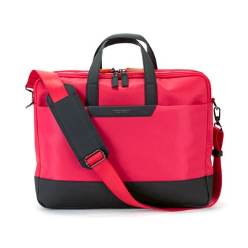 【CAMPO MARZIO】輕量尼龍15.6吋 雙層手提/筆電兩用 側揹包 桃紅色
