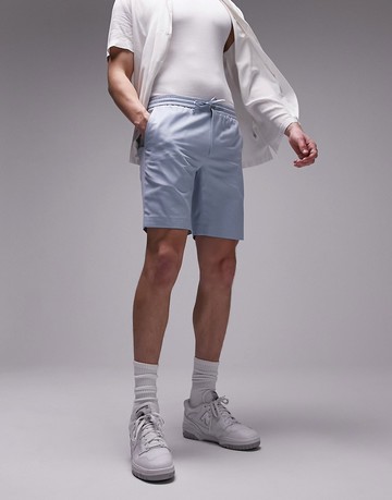 Topman elasticated waist linen short in blue