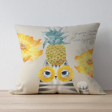 【Flora原創設計】台灣旺喵 | 38*38cm 方形抱枕(含枕心)