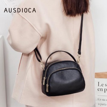 澳迪佳包包2025新款小時尚百搭女士真皮網紅大容量圓包單肩斜挎包