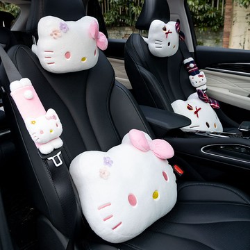 kitty汽車頭枕 汽車頭枕腰靠 車用靠枕 車用靠背 可愛KT貓咪汽車頭枕護頸枕車內座椅靠枕靠墊車載枕頭腰靠車飾用品