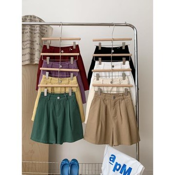 RENA舒適棉麻親膚質感透氣清涼松緊腰寬松顯瘦休閑日系通勤短褲