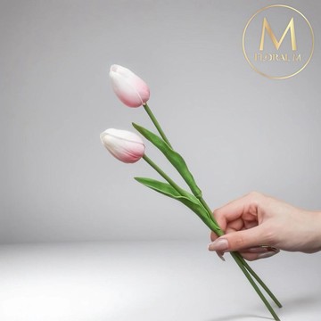 以後都走花路吧🌷快速出貨【Floral M】荷蘭蜜桃鬱金香櫻花粉仿真花花材（5入組）
