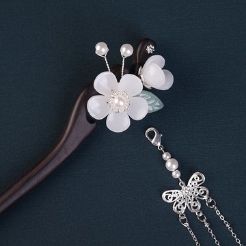 髮簪 黑檀木髮簪女古風髮飾盤髮木簪流蘇步搖琉璃吊墜簪子漢服頭飾配飾【MJ10799】