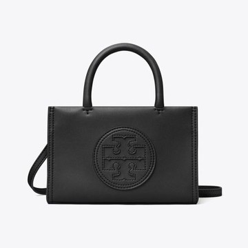 【TORY BURCH】皮革車縫LOGO迷你托特包/兩用包-黑