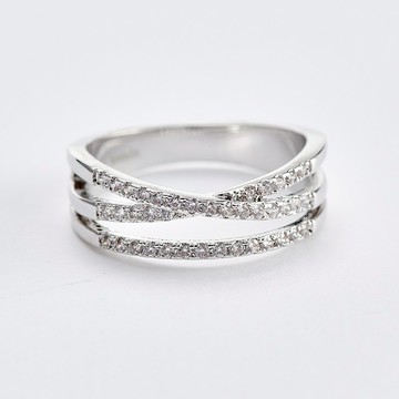 交叉星空細緻鑲鑽戒指l鋯石l