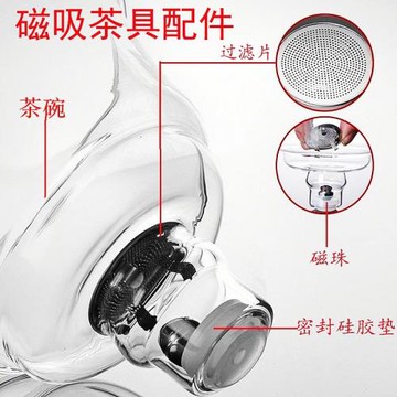 磁吸玻璃自動茶具配件泡茶器過慮網片硅膠圈不銹鋼茶濾片銀色鋼珠
