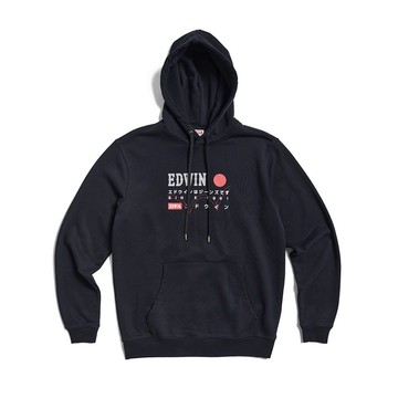 EDWIN 東京散策系列 EDWIN印象連帽長袖T恤-男女款 (黑色)