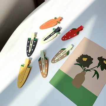 胡蘿卜無痕發夾女側邊一字夾鴨嘴夾子頭飾發卡美發化妝前額劉海夾