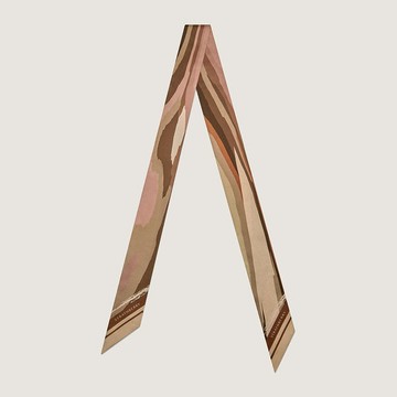 Strathberry - Long Silk Skinny Scarf - Pink / Brown / Natural