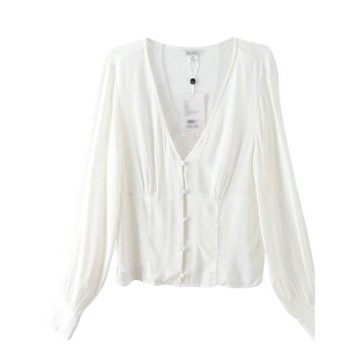 諾諾E站【MK】秋裝 白色休閑日系V領長袖薄款防曬女純色小開衫潮