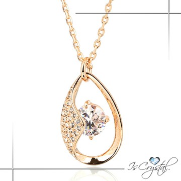 【伊飾晶漾】璀璨風貌＊水滴鏤空玫瑰金項鍊