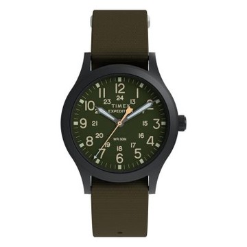 TIMEX 天美時 Expedition Scout 36.5毫米 織物錶帶腕錶(綠 TXTW2Y62900)