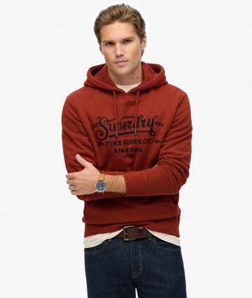 Superdry Men's Outdoor Co Relaxed Hoodie Orange Size: L