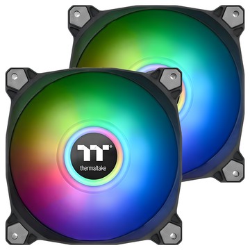 曜越 Thermaltake Pure Duo 12 ARGB 主板連動風扇 1680萬色 2-LED光圈設計 低噪音液壓軸承  CL-F115-PL12SW-A  黑色  2顆