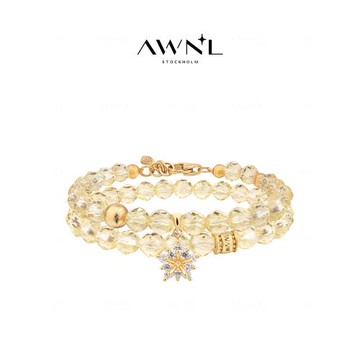 AWNL伊能靜同款北歐M隕石許愿雪花黃水晶手鏈女新年禮物送女友
